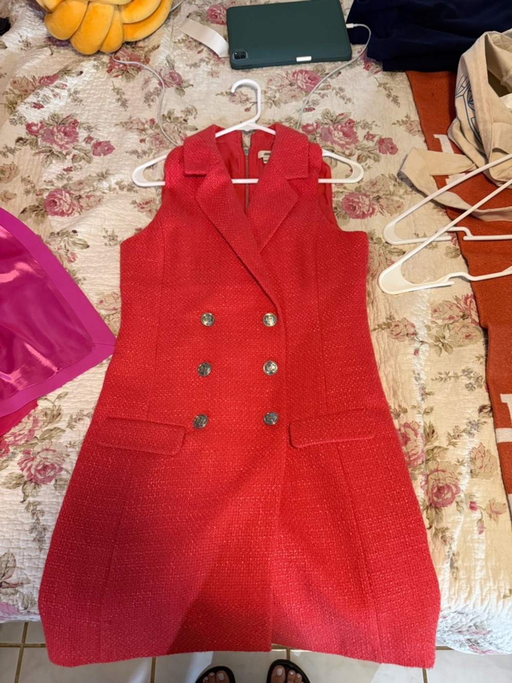 Jason Wu Red Sleeveless Double-Breasted Mini Dress